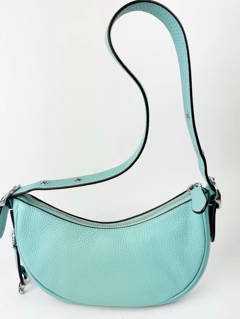 Coach Luna Crescent Faded Blue Pebbled Leather Shoulder Bag NWT CC439